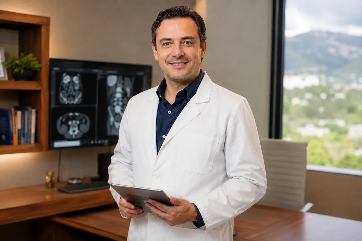 Board-certified urologist in Medellín consultation room